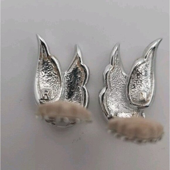VTG Sarah Coventry Silver Rhinestone Angel Wings Clip On Earrings Free Shipping - Picture 9 of 9